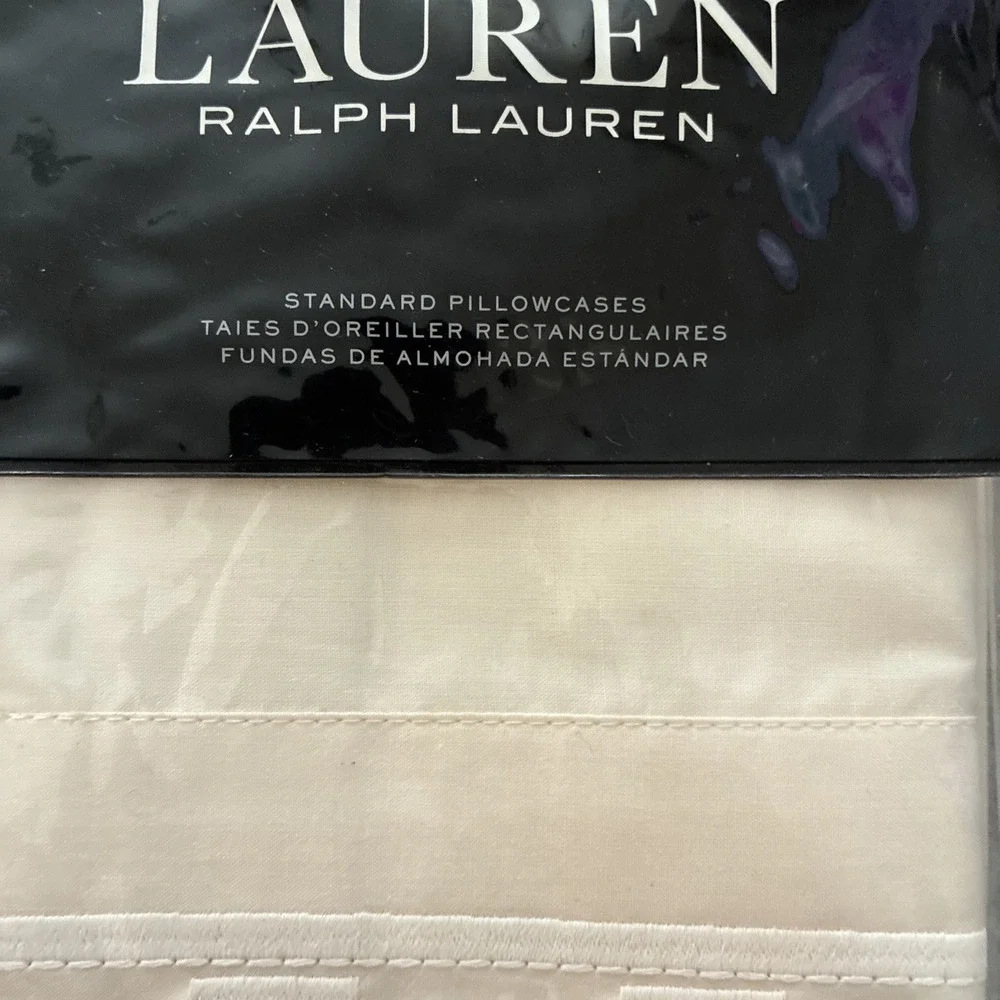 LAUREN RALPH LAUREN Mason Embroidered Pillowcases Pair Standard Cream 4 Included